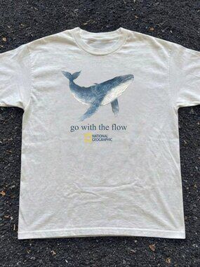 National Geographic blue whale white t-shirt